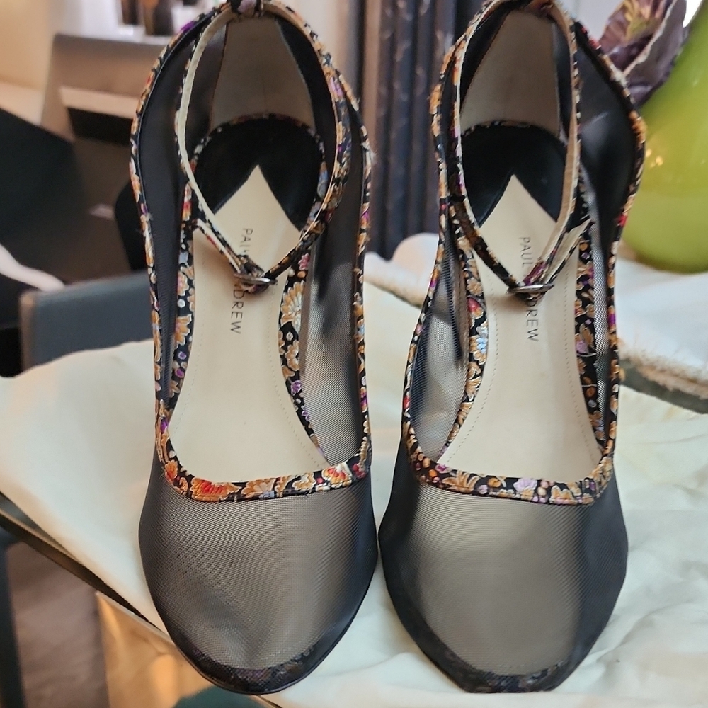 Paul Andrew Black Floral Women's Shoes - Picture 4 of 12